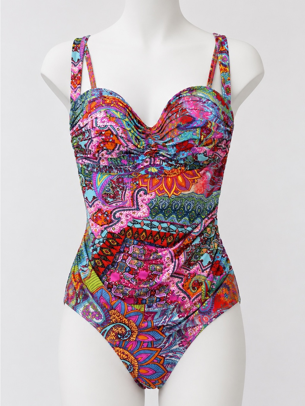 Bleu Rod Beattie Size 4 Multicolor Paisley Strappy One Piece Swimsuit - Picture 1 of 8